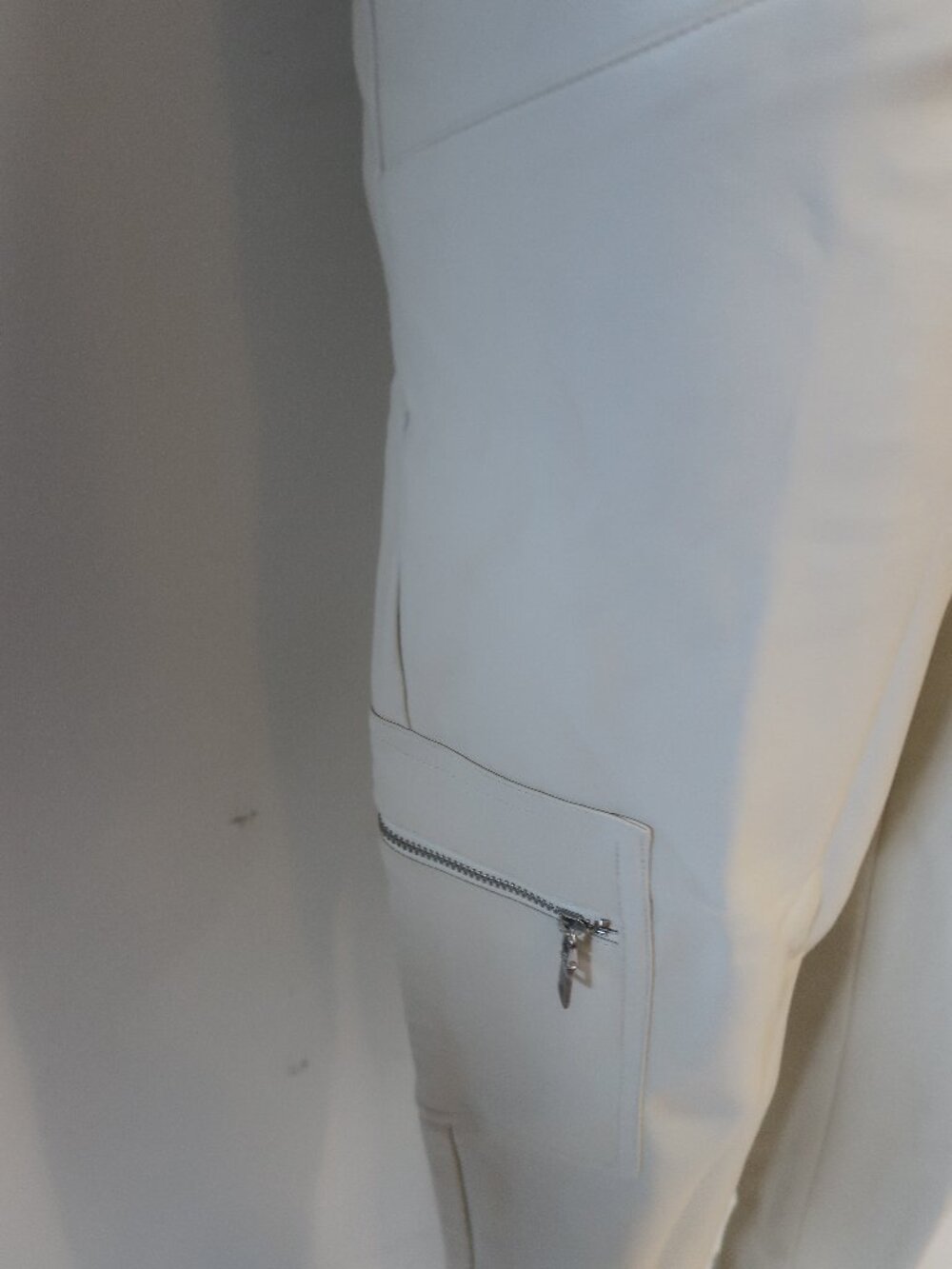 Womens Intermix Jolie Bone White (Item-56) PU Faux Leather Cargo Pocket Pants 4 - Picture 5 of 11